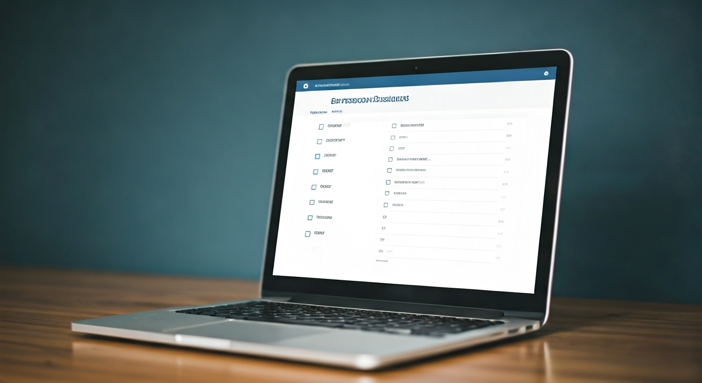 Laptop with educational dashboard and progress checklist displayed, showing a clean interface for accessing lessons and tracking learning progress